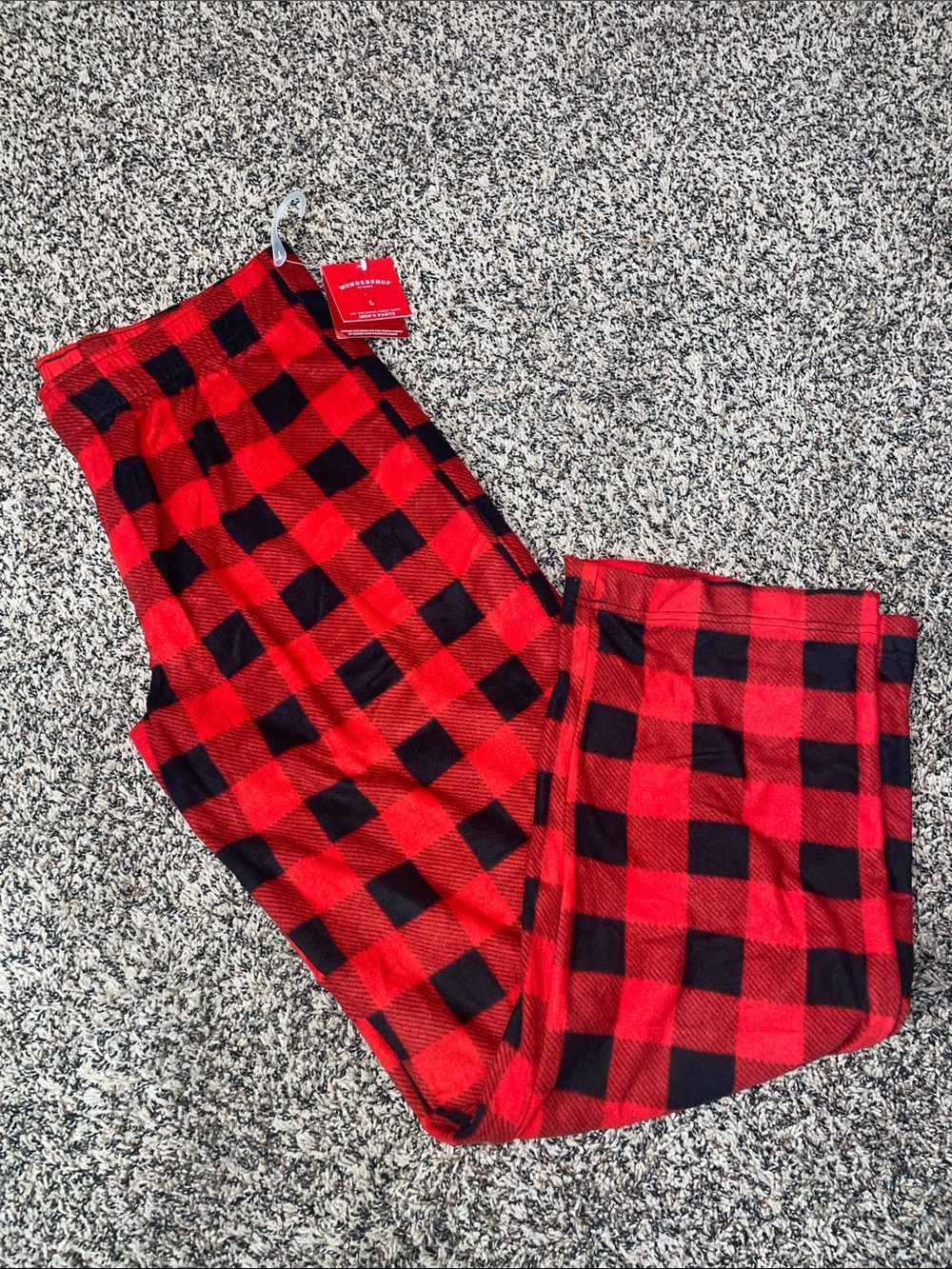 Men’s Red and Black Buffalo Plaid Fleece Pajama Pants Size L NWT